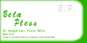 bela pless business card